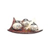 Set 3 Suporturi Lumanare Rotunde Lemn Sticla Maro 30cm Romantic + Lumanari &amp; Pietre Decor