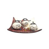 Set 3 Suporturi Lumanari Pastila Lemn/Sticla, 30cm, Romantic, Maro, Decor Nunta/Casa Noua - Cadou Romantic
