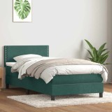 vidaXL Pat box spring cu saltea, verde &icirc;nchis, 80x210 cm, catifea 3316092