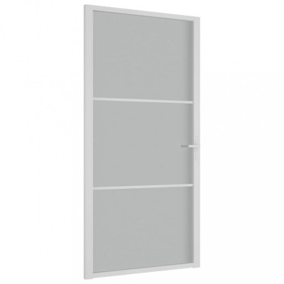 Ușă de interior, 102,5x201,5 cm, alb, sticlă mată și aluminiu foto