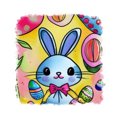 Sticker decorativ, Iepuras, Albastru, 55 cm, 9557ST foto