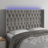 Cumpara ieftin Tăblie de pat cu LED, gri deschis, 147x16x118/128 cm, catifea