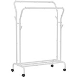 Suport mobil cu roti pentru haine, Artool, cu raft incaltaminte, otel, alb, max 100 kg, 103.5x52.5x155 cm GartenVIP DiyLine