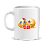 Cana alba personalizata Emoji indragostiti, INOVATIX&reg;. 330ml