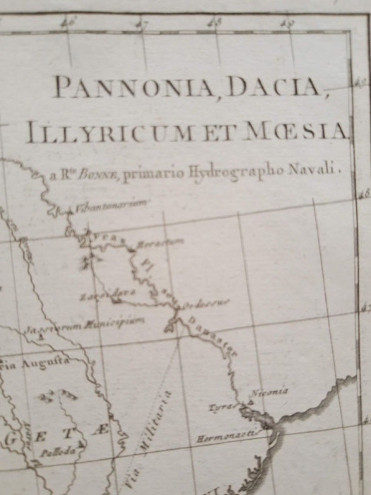 Harta antica, cu reprezentare a Daciei Romane, tiparita in 1787