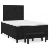 Cumpara ieftin Pat box spring cu saltea, negru, 120x200 cm, catifea