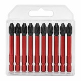 Cumpara ieftin Set 10 biti PH2 rosu-negru 50 mm, torsiune, prindere HEX 1 4 , otel pentru scule