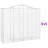 Cumpara ieftin Cos gabion arcuit, 15 buc, 200x50x160/180 cm, fier galvanizat