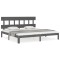 Cadru pat cu tablie 200x200 cm, gri, lemn masiv
