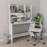 Cumpara ieftin Birou cu rafturi, alb extralucios, 110x45x157 cm, PAL