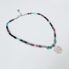 Colier Cristale Ametist, Turmalina, Labradorit, Turcoaz &amp; Evil Eye. Otel Inoxidabil, Ajustabil 40-45cm. Colier Handmade Unicat