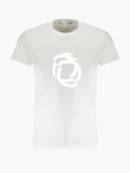 Tricou barbati cu imprimeu cu logo si decolteu la baza gatului, Alb, M