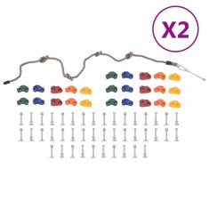 vidaXL Pietre de cățărat cu funie, 50 piese, multicolor