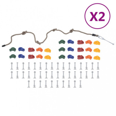 vidaXL Pietre de cățărat cu funie, 50 piese, multicolor foto