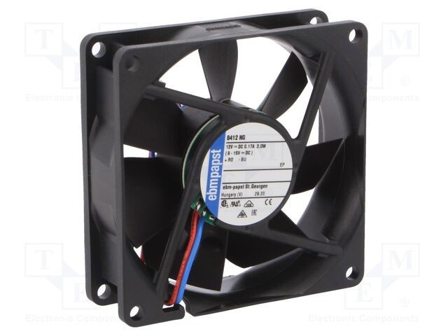 Ventilator EBM-PAPST DC axial 12V 80x80x25mm 69m3/h 32dBA