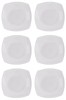 Set farfurii 6 piese, Servit Fructe Patrate, Albe, Portelan, diametru 18x18 cm
