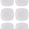 Set farfurii 6 piese, Servit Fructe Patrate, Albe, Portelan, diametru 18x18 cm