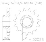 Pinion fata 14 dinti pas lant 520 - Yamaha XT 600 E (94-98) - XT 600 R (97-03) - XT 600 RE (04) - XT 600 S (93-97) - XTZ 660 Tenere
