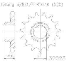 Pinion fata 14 dinti pas lant 520 - Yamaha XT 600 E (94-98) - XT 600 R (97-03) - XT 600 RE (04) - XT 600 S (93-97) - XTZ 660 Tenere