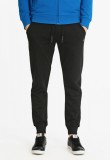Pantaloni sport barbati cu bata elastica si buzunare oblice negru, M