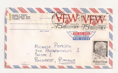 FD11 - Plic Circulat international SUA - Romania , 1974 foto