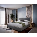 Pat tapitat Houston 140x200cm, cadru din lemn cu somiera fixa, culoare Gri