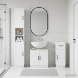 Cumpara ieftin Set de cabinet pentru baie cu 3 piese HOORN Alb foarte lucios