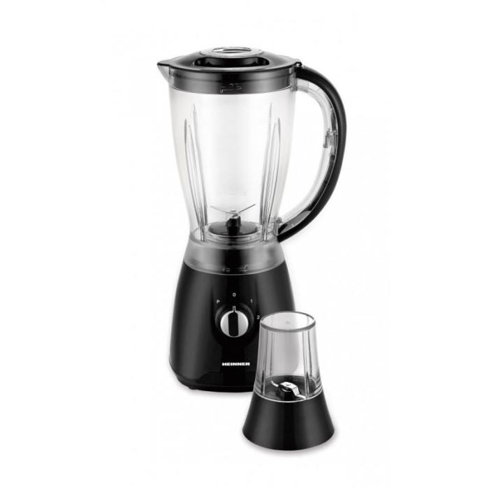 Blender de masa Heinner, 500 W, 1.5 L, 2 viteze, functie Pulse, lame inox, bol plastic, accesorii incluse, Negru