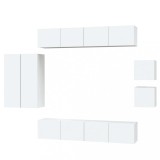 Set dulap TV, 8 piese, alb, lemn prelucrat