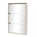 Cumpara ieftin Pantofar cu oglinda si 3 niveluri, stejar, 63 x 17 x 102,5 cm