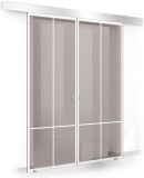 Usa culisanta Boss &reg; Duo model Club alb, 60+60x215 cm, sticla bronz securizata, glisanta in ambele directii