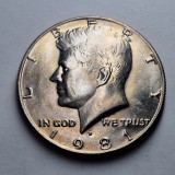&frac12; Dolar 1981 - SUA (Half Dollar Kennedy)