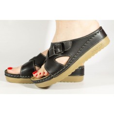 Saboți din Piele Neagră cu Tehnologie Gel Maria 154002