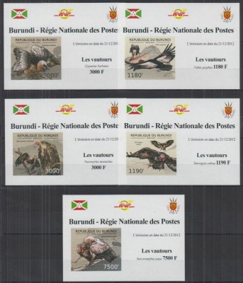 134-BURUNDI-7=5 colite nestampilate nedantelate LUX-tematica VULTURI,MNH foto