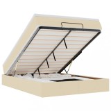 Cumpara ieftin Cadru de pat otoman cu saltea crem 140x200cm stofa