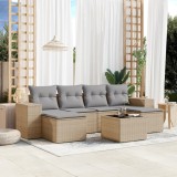 Gossi set canapele de gradina, 7 piese, cu perne, bej, poliratan