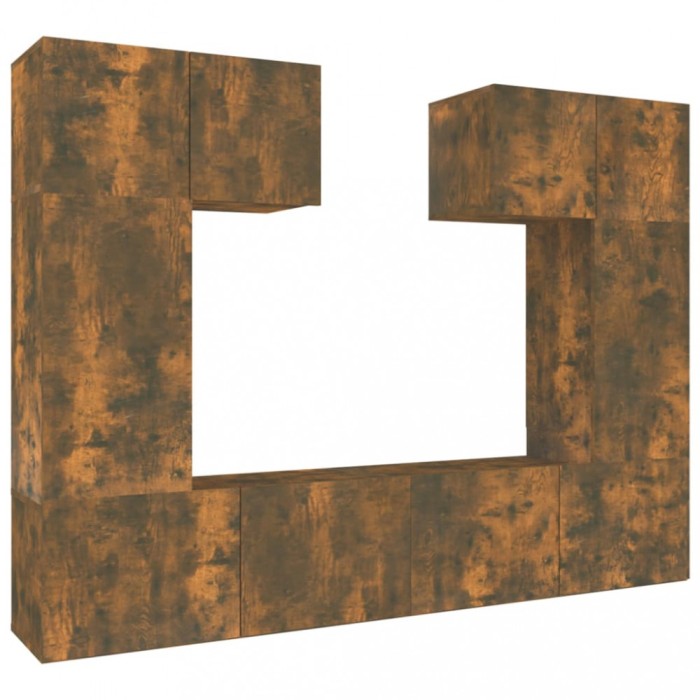 Set dulapuri TV, 6 piese, stejar fumuriu, lemn prelucrat