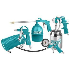 Kit 5 piese TOTAL pentru: suflat, umflat, spalat, vopsit si furtun 5m pentru compresor