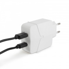 Adaptor de retea usb + type-c pd18w cu incarcare rapida - alb foto