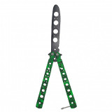 Cutit fluture Butterfly, Balisong 22 cm, cranii m2, verde, fara tais, de antrenament, model cercuri