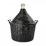 Balon de sticlă 15L cu coș de răchită, deschidere normală și dop de plastic