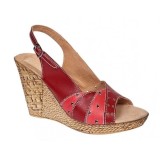Sandale dama din piele naturala cu platforme de 10cm Rosu BVS47XR