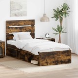 Cumpara ieftin Cadru de pat Stejar fumuriu 90 x 200 cm Lemn de pin masiv