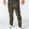 Pantaloni barbati verde camuflaj slim buzunare laterale cu siret si banda P645