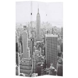 Paravan camera pliabil, 120x170 cm, New York pe zi, alb/negru