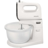 Mixer de mana Viva Collection HR3745/00, 450 W, bol actionare automata, 5 viteze, functie Turbo, alb/gri, Philips