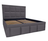 Pat tapitat Premium, 140/200 cm, gri grafit 247, cu somiera metalica rabatabila si spatiu de depozitare