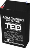 Acumulator 6V Stationar VRLA, Dimensiuni 70 x 48 x 101 mm, Baterie 6V 6.1Ah, TED Electric, Oem