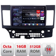 Navigatie Mitsubishi Lancer 2007-2016 Edotec Kit-037 8 core QLED 2K 16+512 360 Android Waze USB Navigatie Internet Youtube Radio CarStore Technology