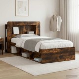 Cumpara ieftin Cadru de pat cu depozitare Stejar fumuriu 90 x 190 cm